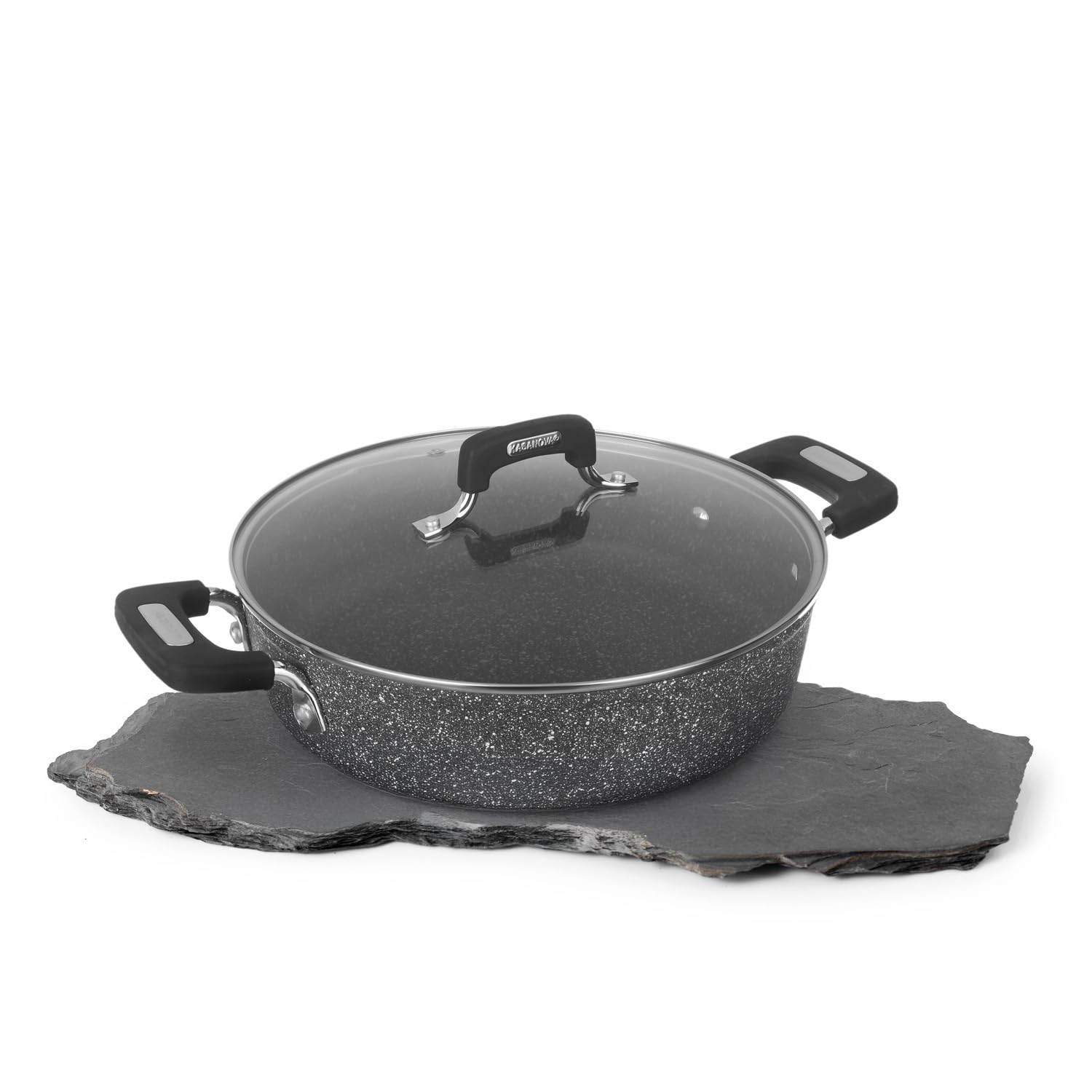 KASANOVA Tegame antiaderente 28 cm con coperchio, per induzione e tutti i piani cottura New Petra Dark