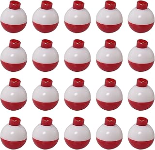 ZZHXSM Fishing Bobber 20PCS Red and White ABS Plastic Snap-on Fishing Floats Bobber Round Buoy Fishing Tackle Accessories