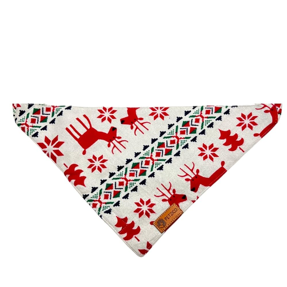Christmas Theme Dog Bandanas by PetZico | Red Reindeers | Unisex (B0CQ5C6ZMJ) Amazon Price History, Amazon Price Tracker