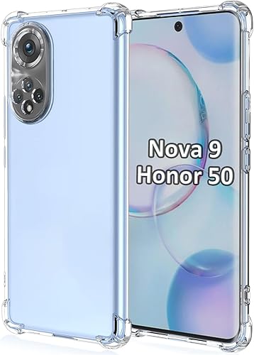 USTIYA Funda para Honor 50 Huawei Nova 9 Funda transparente de TPU con cuatro esquinas funda transparente suave