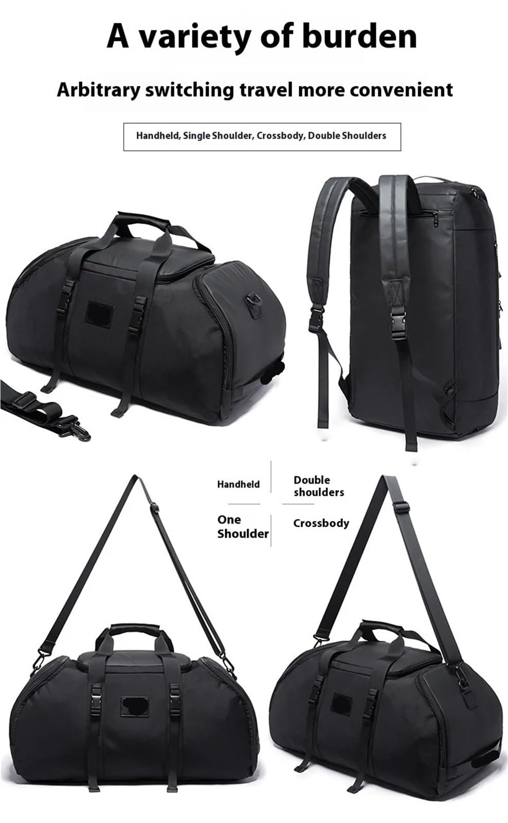 Maleta multifunción para hombre, grande, antimanchas, bolsa de viaje para equipaje de mano, negro, Talla única