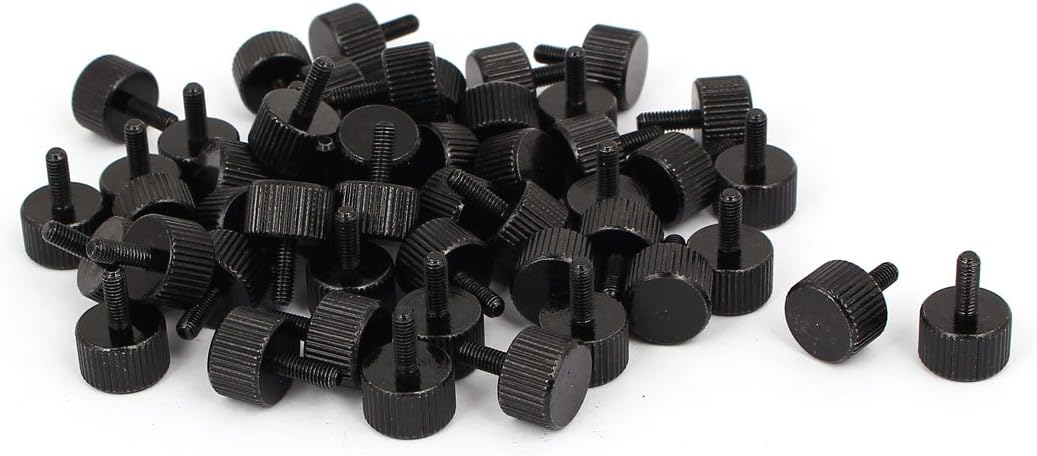uxcell Computer PC Case M3x8mm Black Zinc Plated Flat Head Knurled Thumb Screw 50pcs