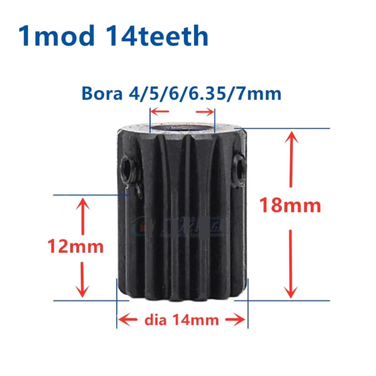 Bevel Gear Pinion Hardware Mechanical 1 Mod 14 Teeth 1M14T Bore 4mm 5mm 6mm 7mm Spur Gear Finishing Gear Motor Accessory(6.35mm)