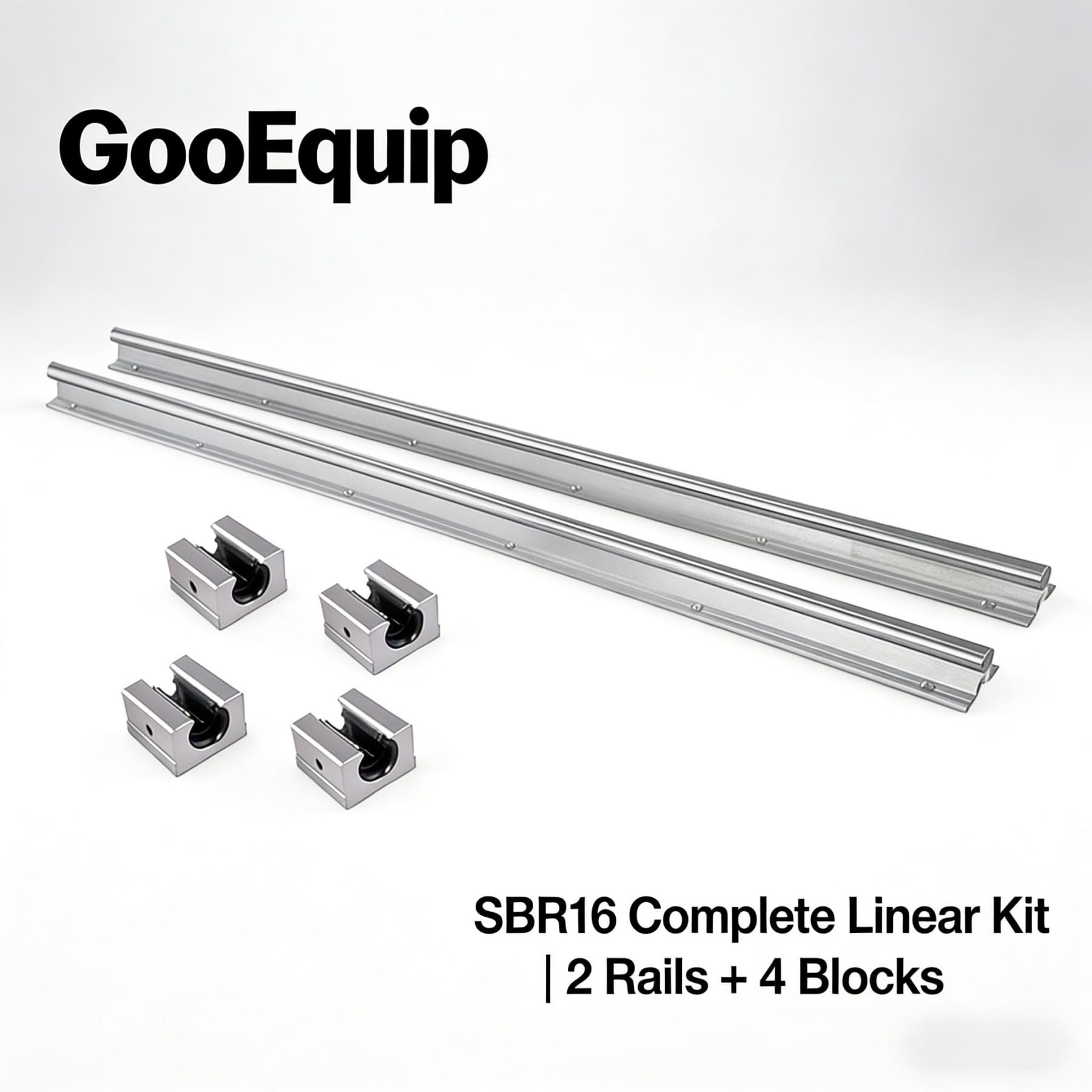 GooEquip Linear guide SBR16 1200 mm 2 x linear rails and 4 x
