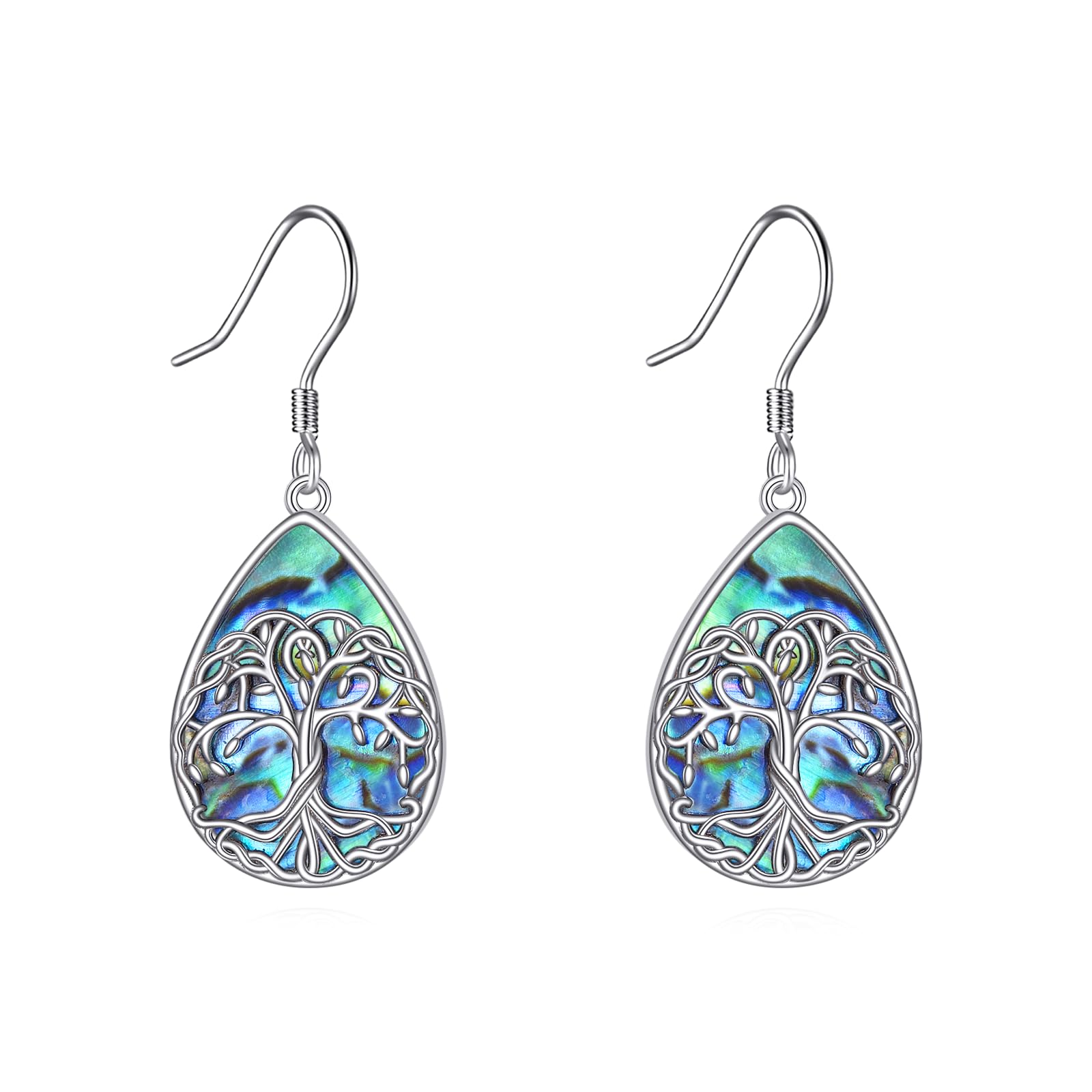 Orecchini pendenti in argento sterling con conchiglia e albero della va