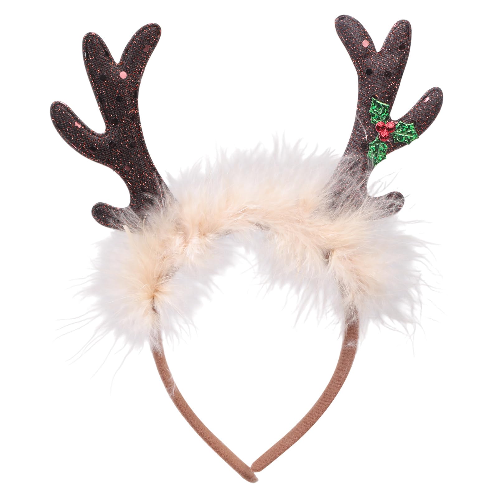 MICFENY Festival Plush Reindeer Antlers Headband Adjustable Hairpiece For Christmas Costume Parties Family Gathering Event