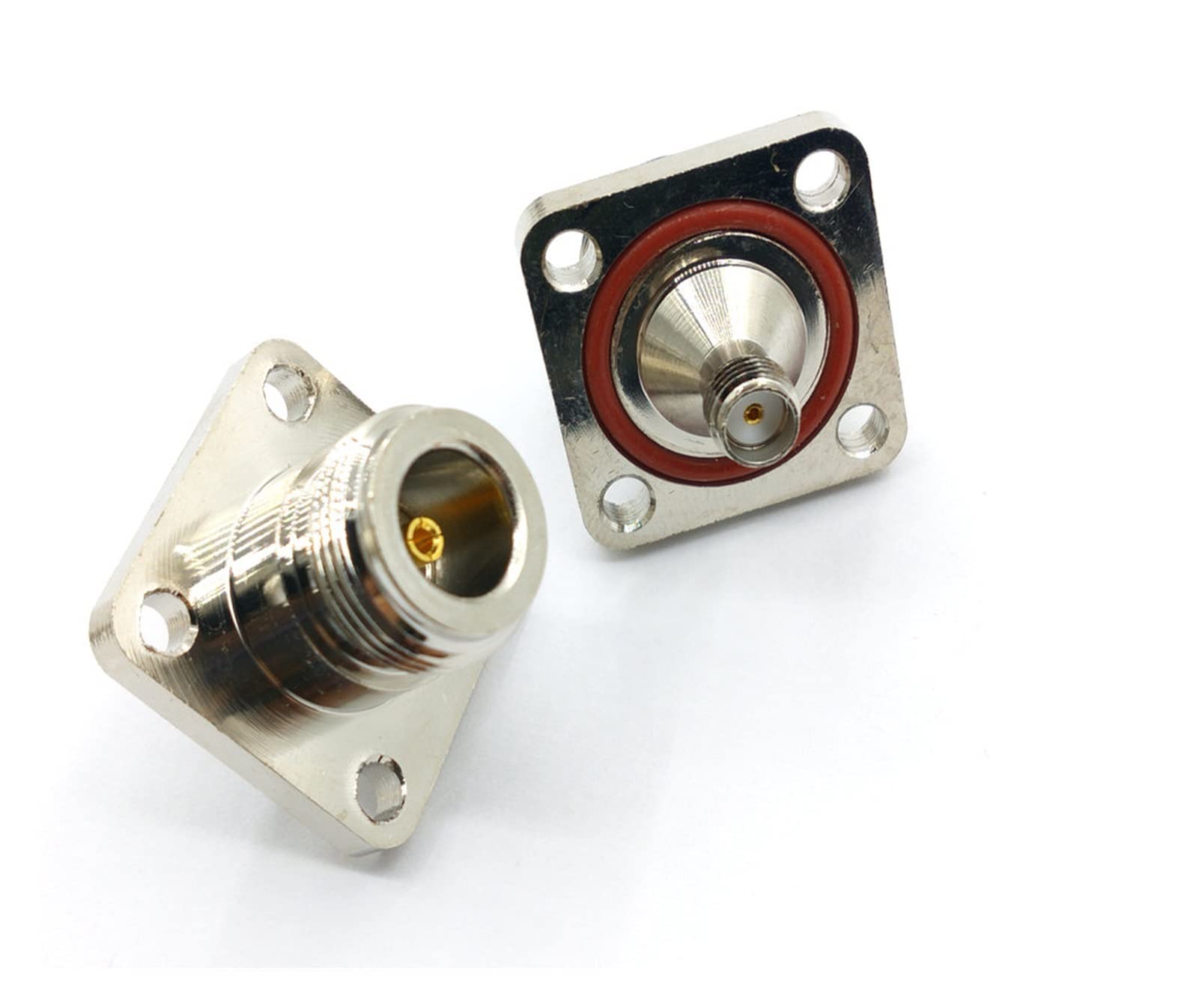 ZUMLED 20pcs Copper RF Connector N/SMA-KKF N-Type Female To SMA Female Header Flanged Fixing Plate 25MM X 25MM Multifunctional Adapte