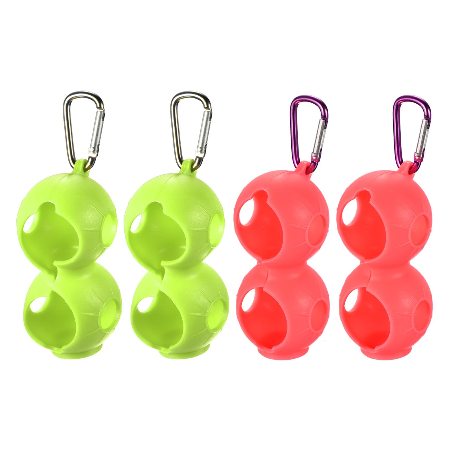 PATIKIL Golf Ball Holder, 4 Pack Silicone 2 Balls Carrier Protective Portable Sleeve with Buckle for Golf Bag Belt Pink, Green