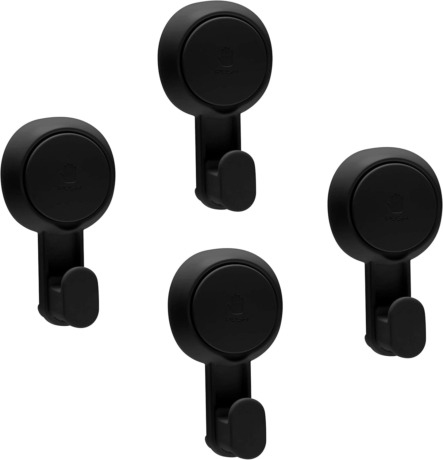 Matte Black Gel Suction Power Wall Mounted Hook Set