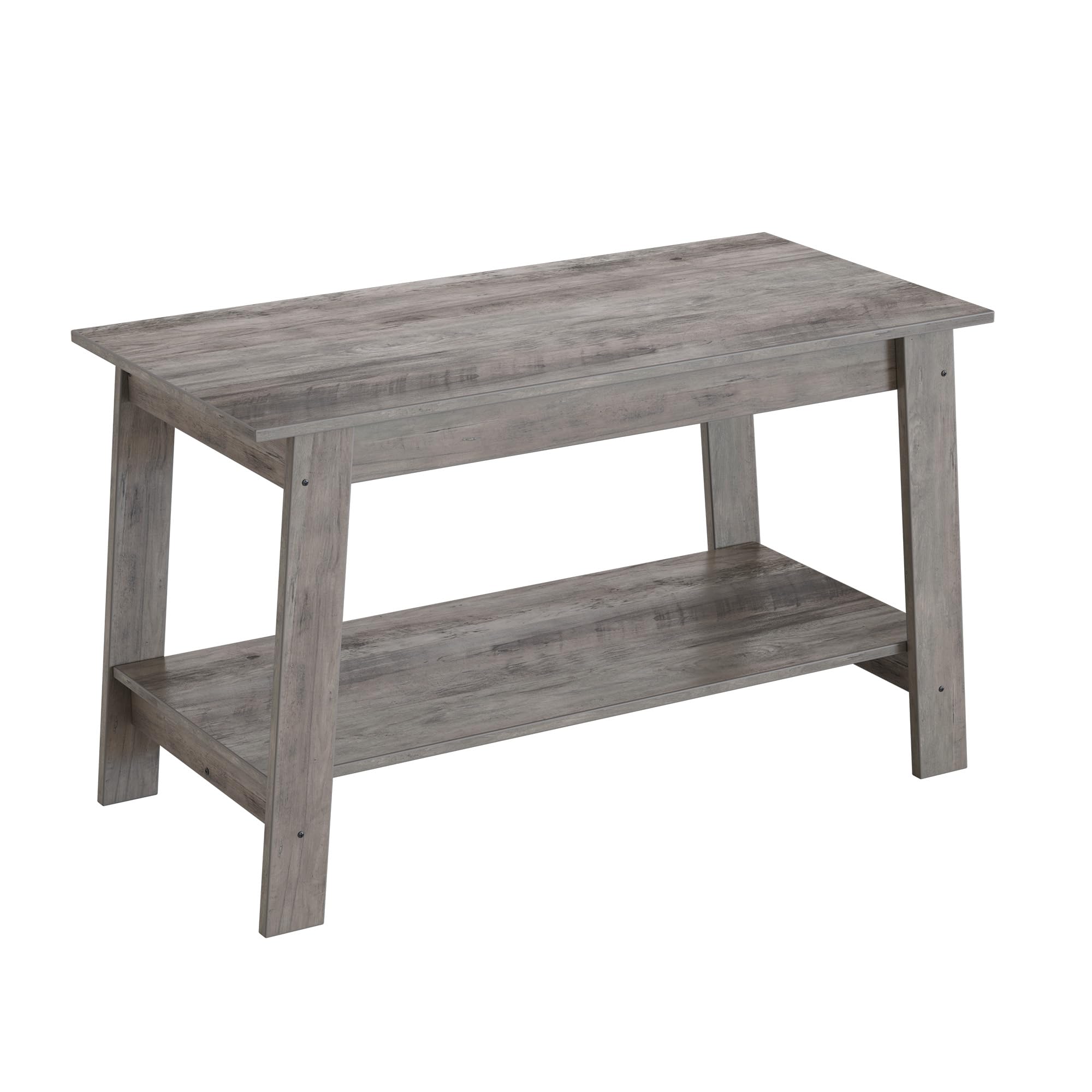Mesa de Centro de Madera Gris con Estante Inferior, para salón y Dormitorio, Diseño rústico 80×39×48 cm