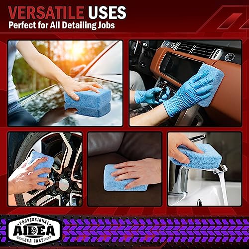 AIDEA Microfiber Applicator Pad-8Pack, Car Wash Sponge, Premium Microfiber Sponge and Cleaning Pads, Perfect for Effortless Wax, Sealant, and Conditioner Application - Blue - Image 8