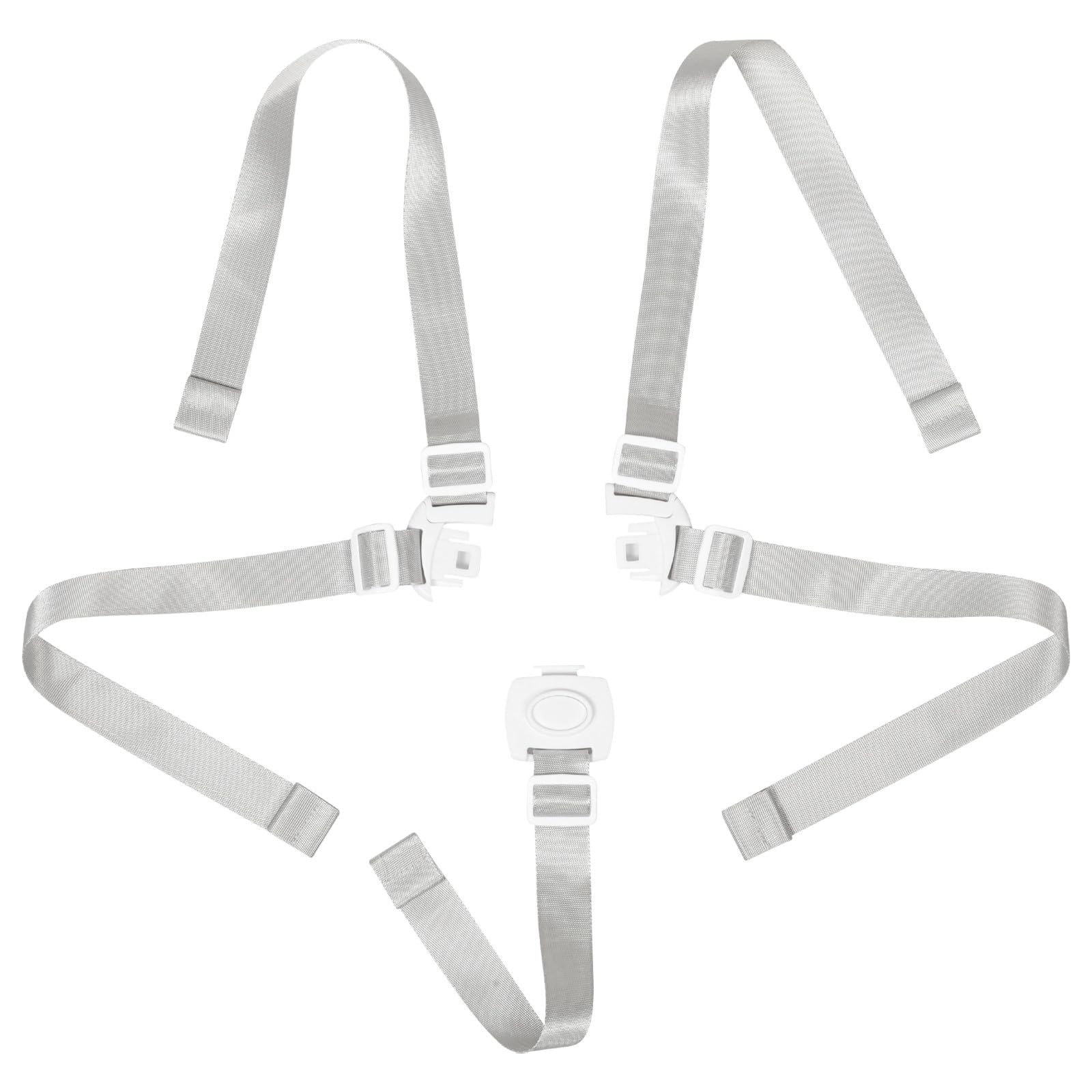 Harnais de Sécurité 5 Points Blanc pour Chaise Haute et Poussette, Sangles Réglables, Accessoire Bébé