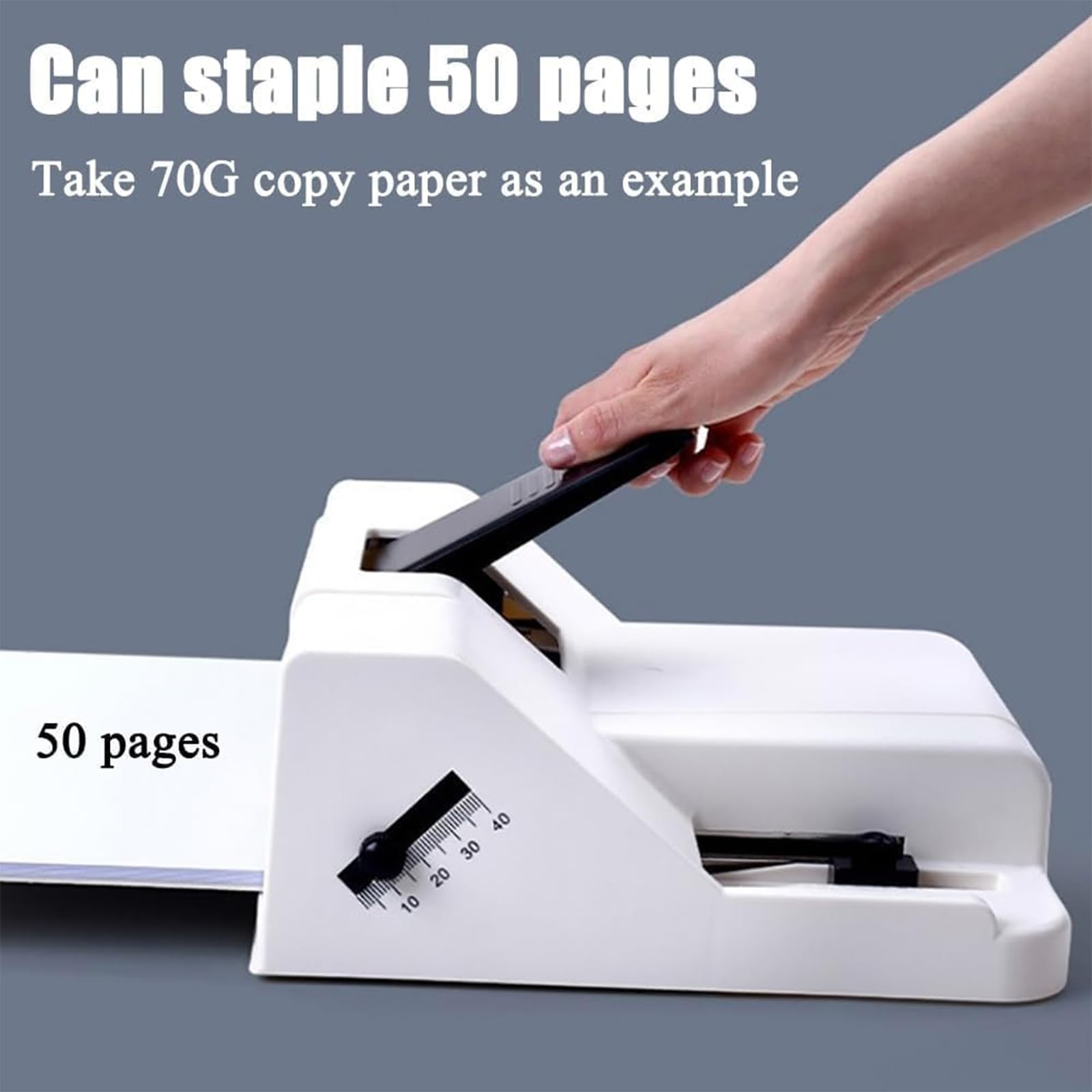 Agrafeuse à double tête robuste pour reliure de bannières, jusqu'à 50 feuilles, profondeur réglable, fonctionne avec A4, A3, A5
