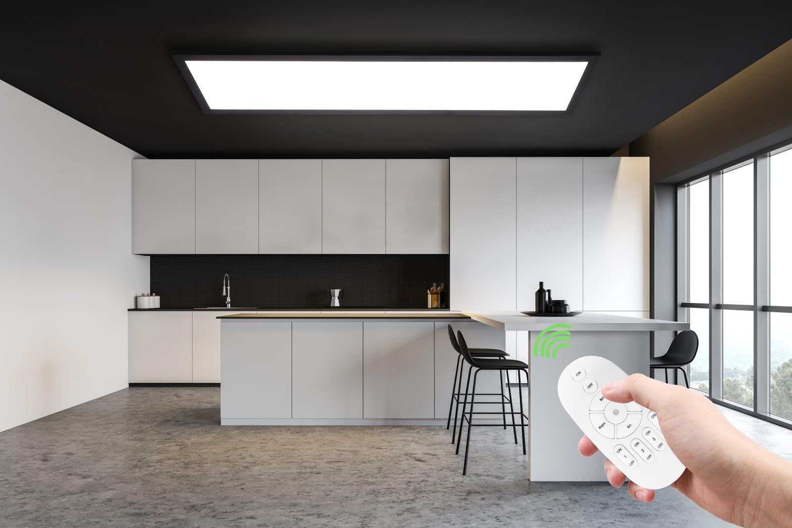 Thanger Plafoniera LED dimmerabile 100x25 cm, Lampada da Soffitto con Funzione di Memoria Telecomando 28W, Lampada da Pannello ad Alta Luminosità 2700K-6500K Luce per Cucina Garage Ufficio Soggiorno