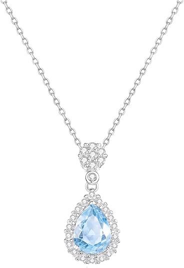 Rose Heart Blue Tear Drop Necklace Review: Sterling Silver Jewelry Gift for Her
