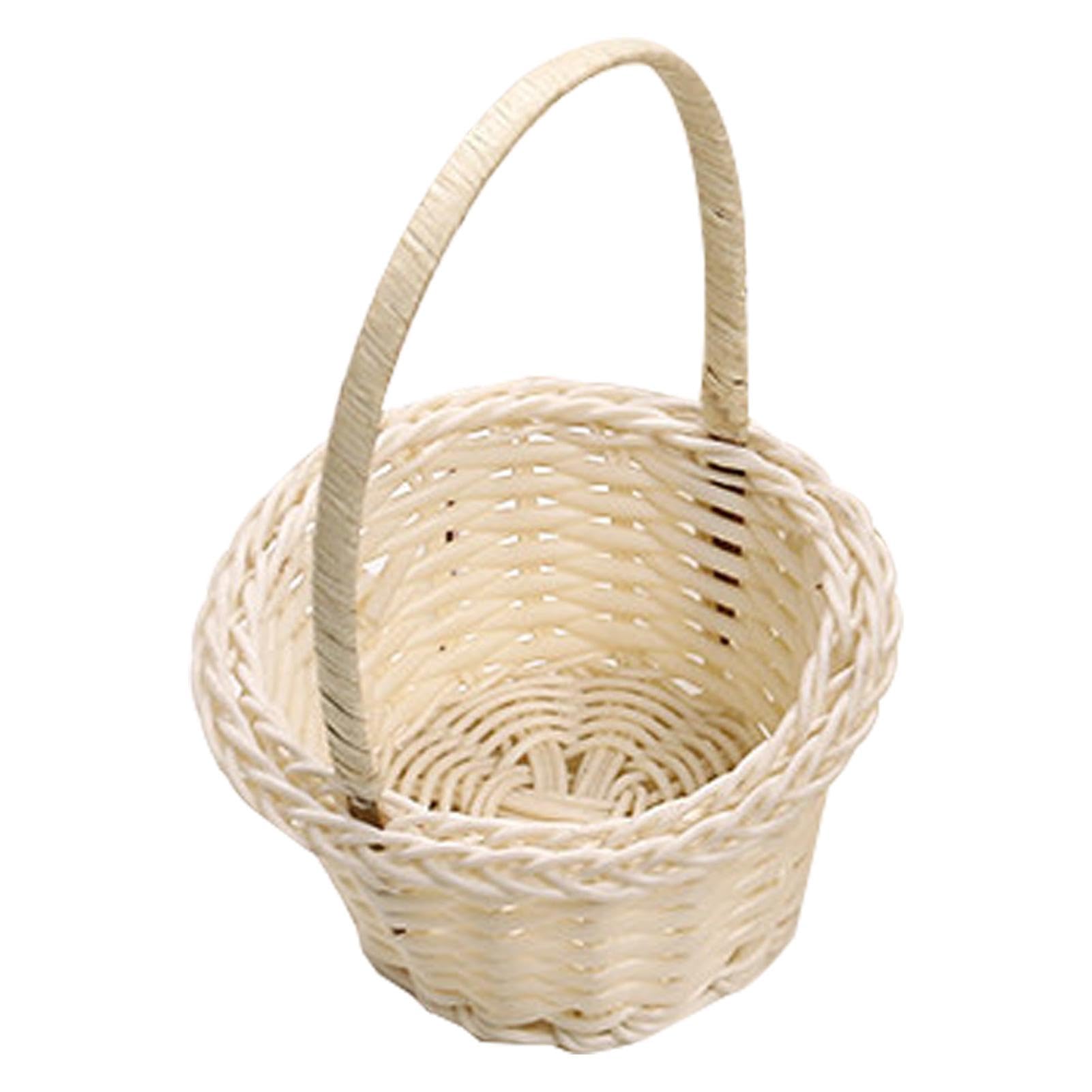 Flower Girl Basket - Wicker Heart Shaped With Handle | Easter Candy Storage Basket | Wedding Flower Arrangement