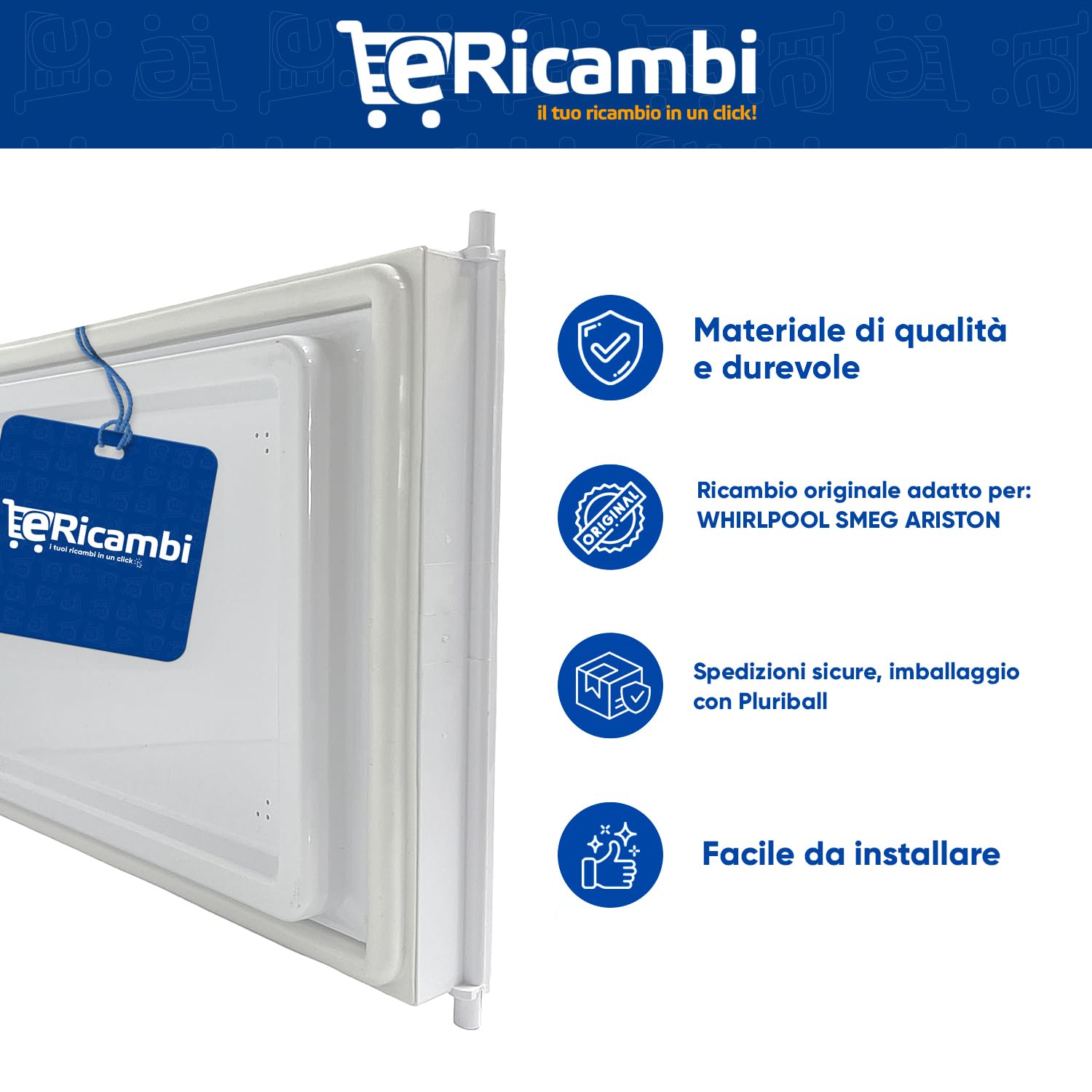 eRicambi® Sportello Porta Completa Evaporatore Freezer Congelatore Frigorifero, Compatibile con Smeg Whirlpool Ariston, Dimensioni: 506x227x48 (mm) per Modelli: ARC S29 WME WM FAB28