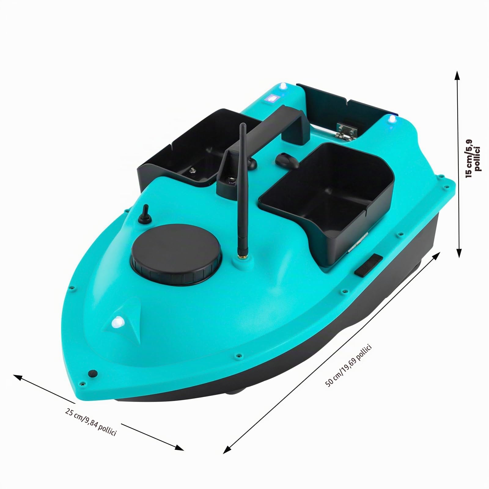 Barca per esche da pesca, 600 m, con GPS e doppio motore, 5200 mA, 99 punti di posizionamento