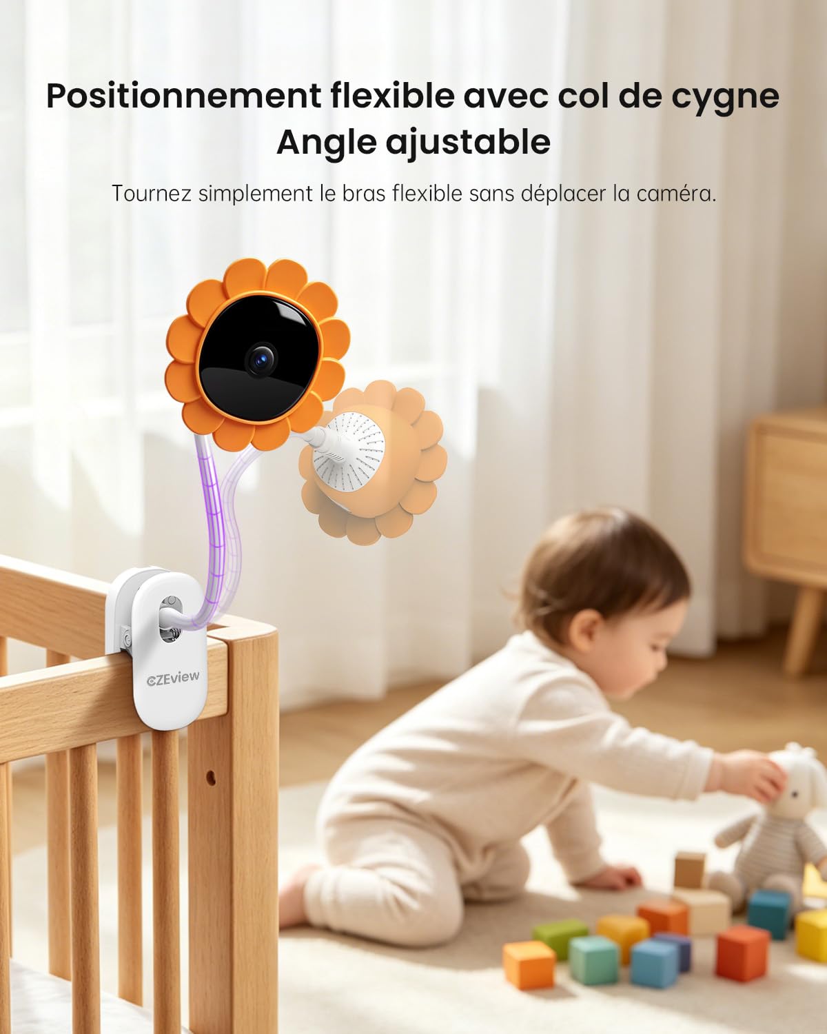 CZEview Babyphone avec caméra et appli, Moniteur vidéo bébé 5,5 Pouces sans Wi-FI Entre caméra et Moniteur, Transfert Wi-FI Smartphone, Vision Nocturne, Audio bidirectionnel, Mode VOX (Blanc)