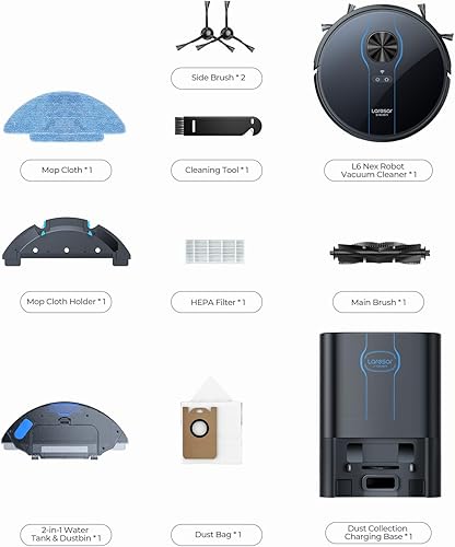 Miniatura 8 de Robot aspirador y trapeador combinado, aspiradora robótica de 5000 Pa con muelle de vaciado automático durante 60 días, robot aspirador inteligente