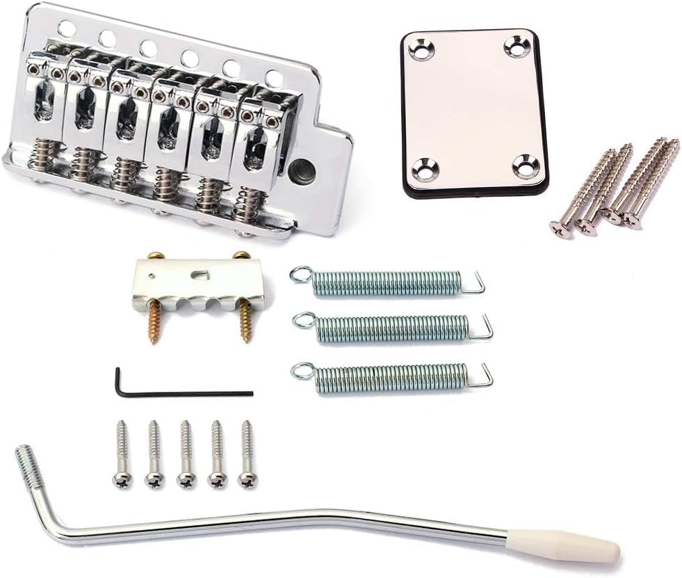 Vintage ST Guitar Tremolo Bridge, 52.5mm 6-Screw Assembly with 36mm Steel Block for Fender Squier/Mexico Strat Stratocaster, Chrome