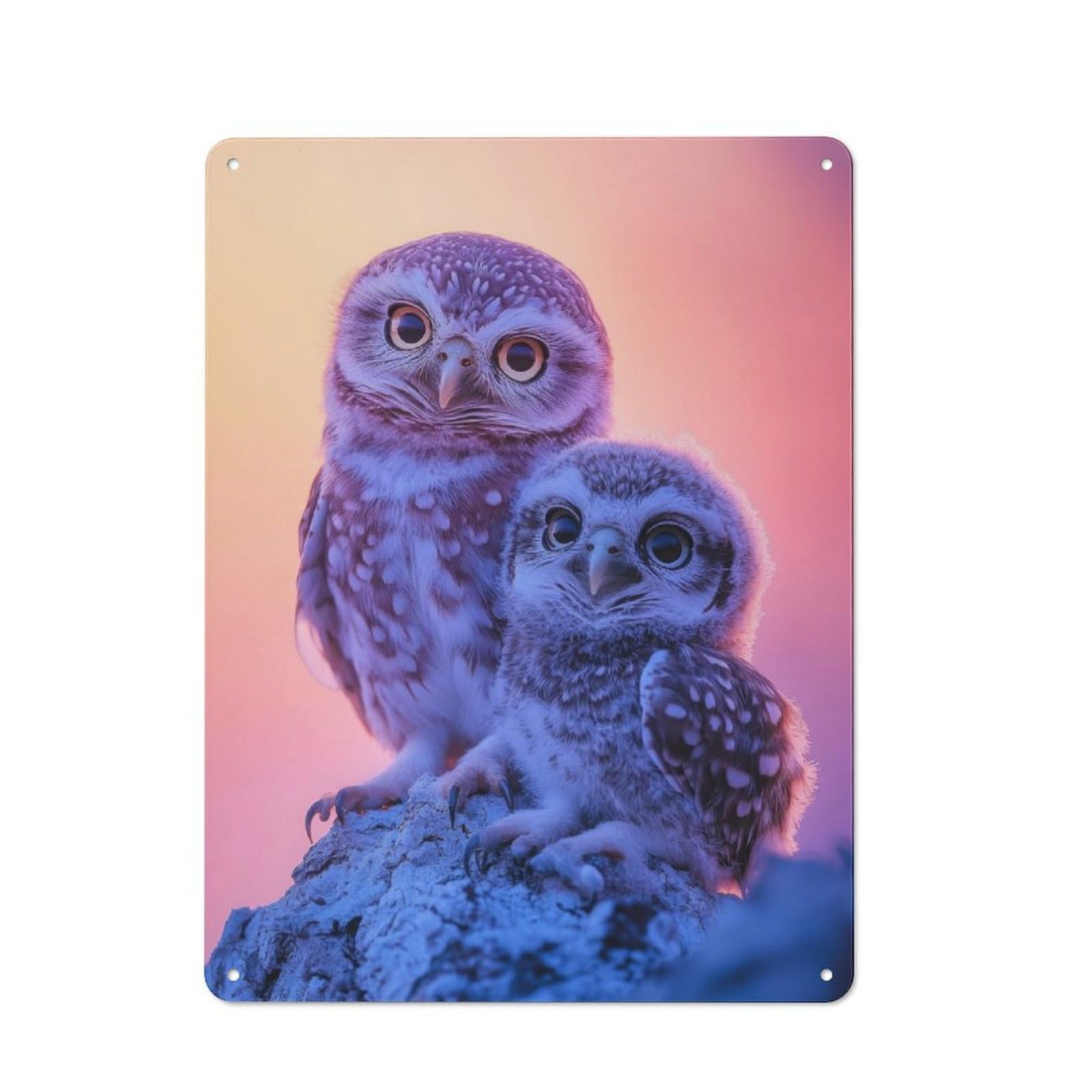 Junmoney Two Owls On A Branch Warehouse Style Tin Wall Sign 40X30cm Featuring Loft Wall Plaque For Loft, Studio, Office Or Creative Room