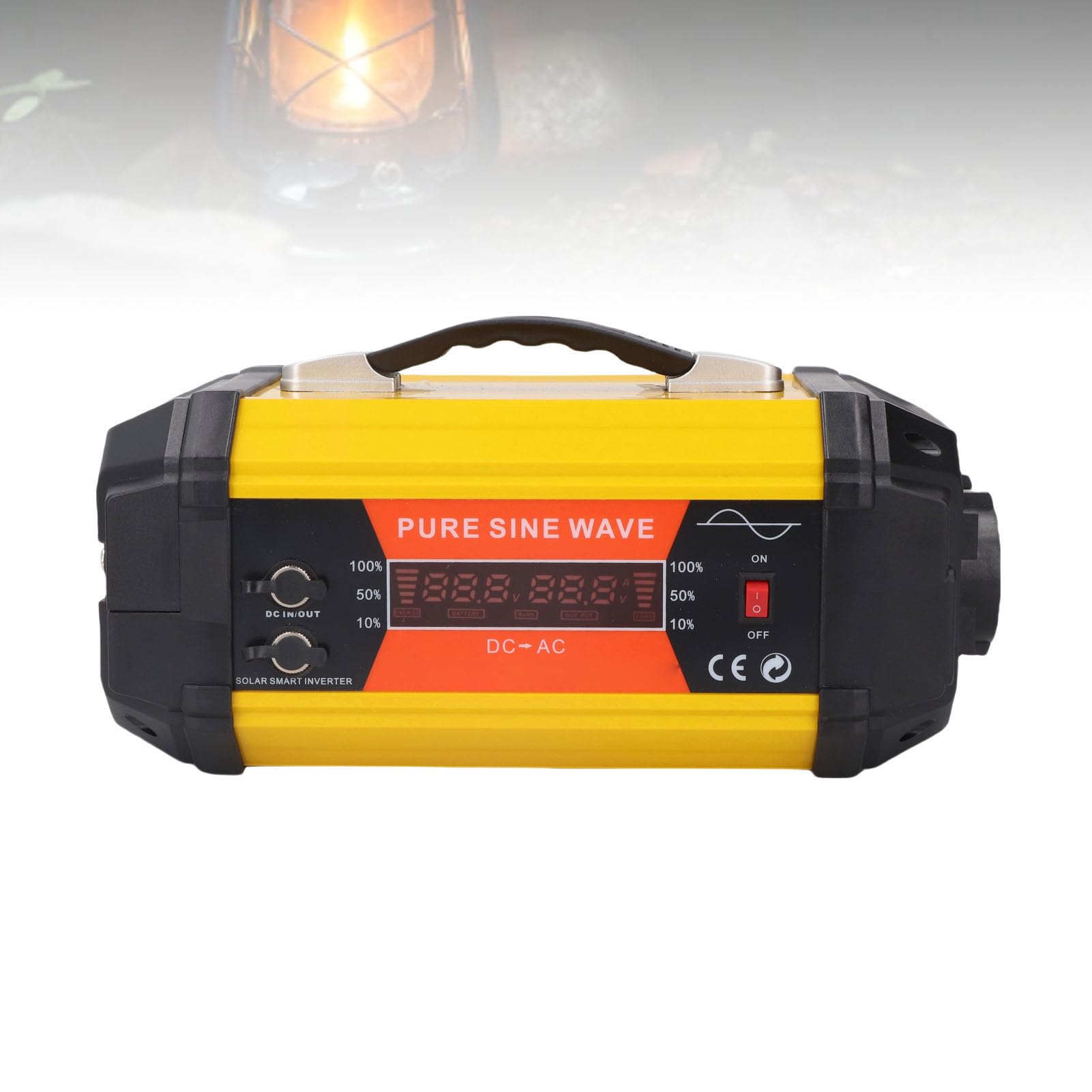Ausla Przetwornica Napięcia, ABS Czysta Fala Sinusoidalna Przetwornica Napięcia Samochodowego 12 V na 220 V 500 W z Wyświetlaczem LCD 2 Gniazda Prądu Przemiennego 2 Porty USB do Samochodów Łodzie