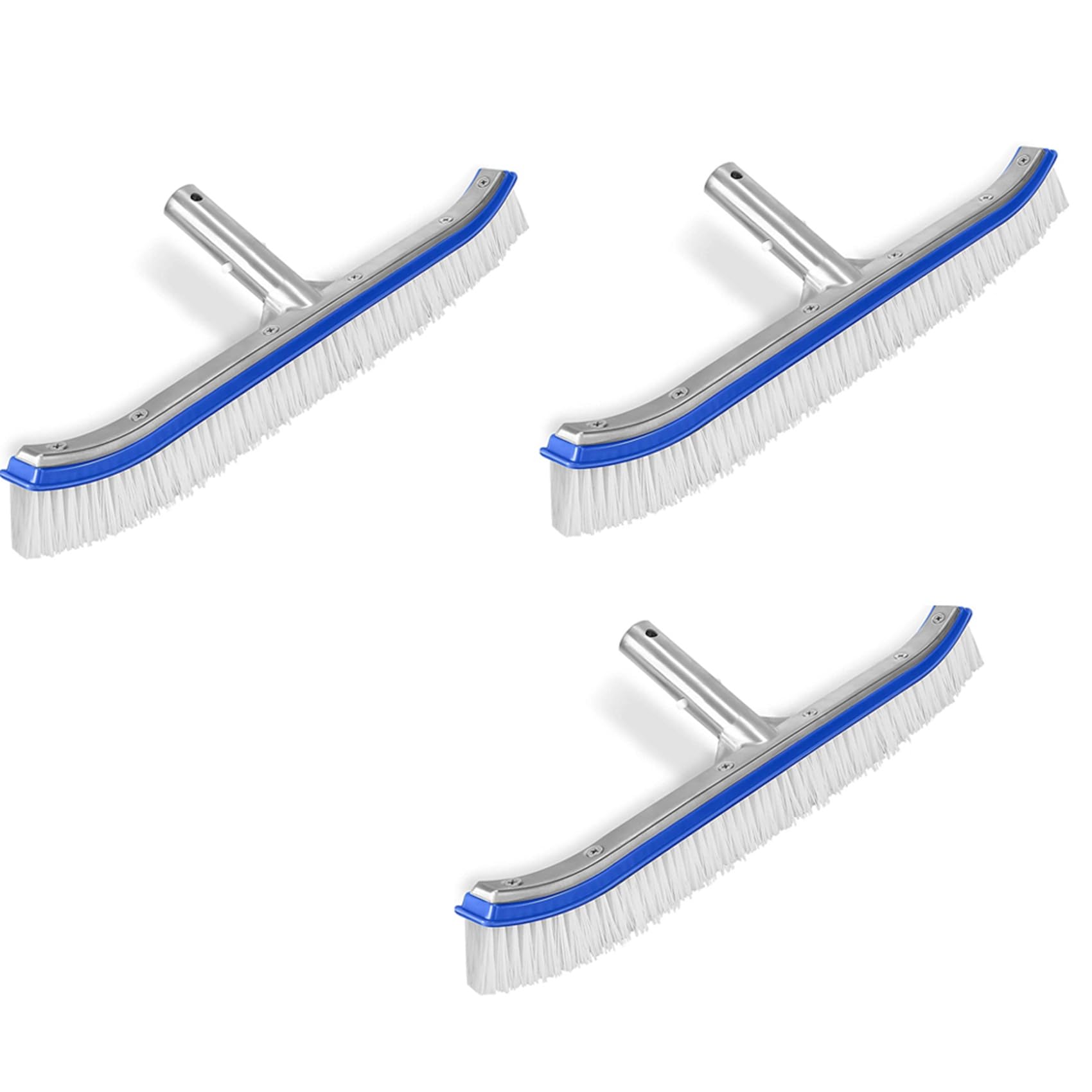Hndhbfgrt 3X Pool Brush, Swimming Pool Wall & Tile Brush 18 Inch Swimming Pool Cleaning Pole Brush Head Replacement Brush,Blue