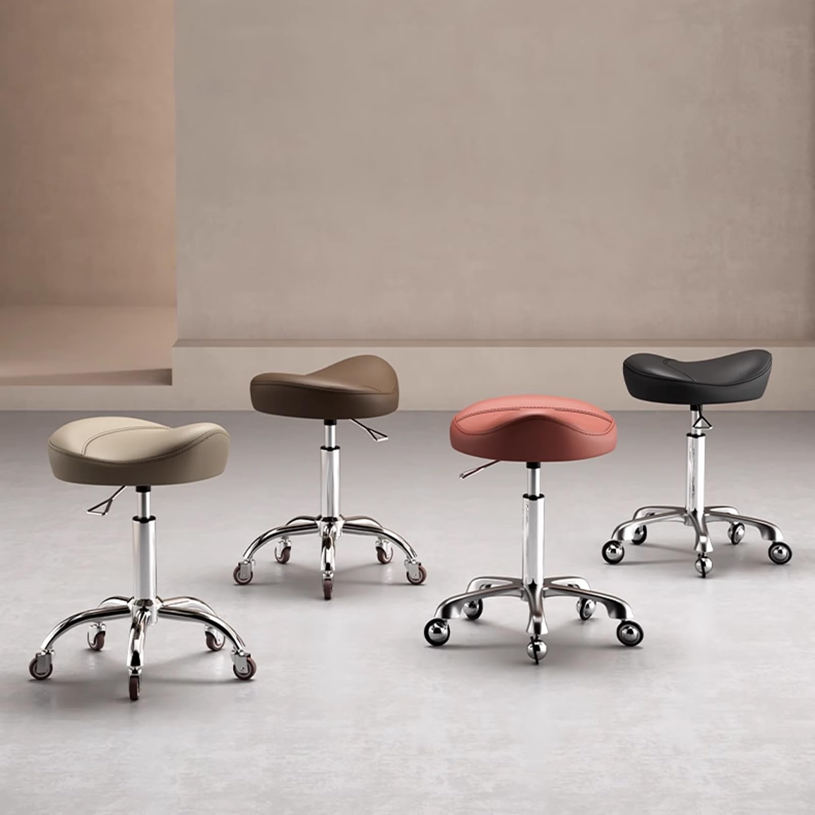 Taburete giratorio con ruedas de altura ajustable para tatuaje, laboratorio, masaje, salón, spa, dibujo, uñas, superficie de piel