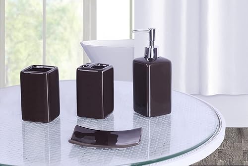 Miniatura 5 de Juego de accesorios para encimera de baño, 4 piezas, cerámica maciza (vino borgoña)