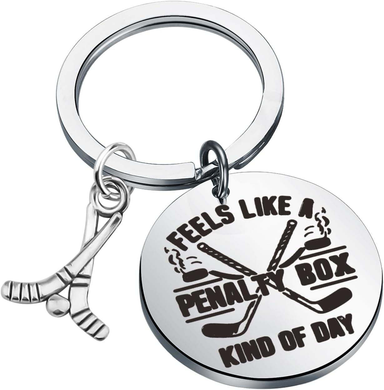Funny Hockey Player Keychain Ice Hockey Fan-Hockey Penalty Box- Coaches Team Gift Field Hockey Sports Game Day Gift