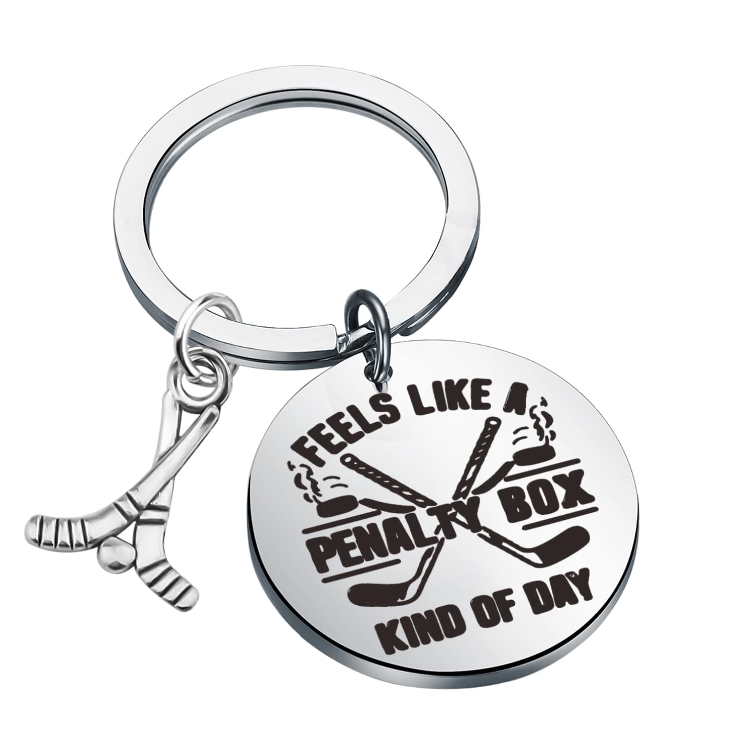 Funny Hockey Player Keychain Ice Hockey Fan-Hockey Penalty Box- Coaches Team Gift Field Hockey Sports Game Day Gift