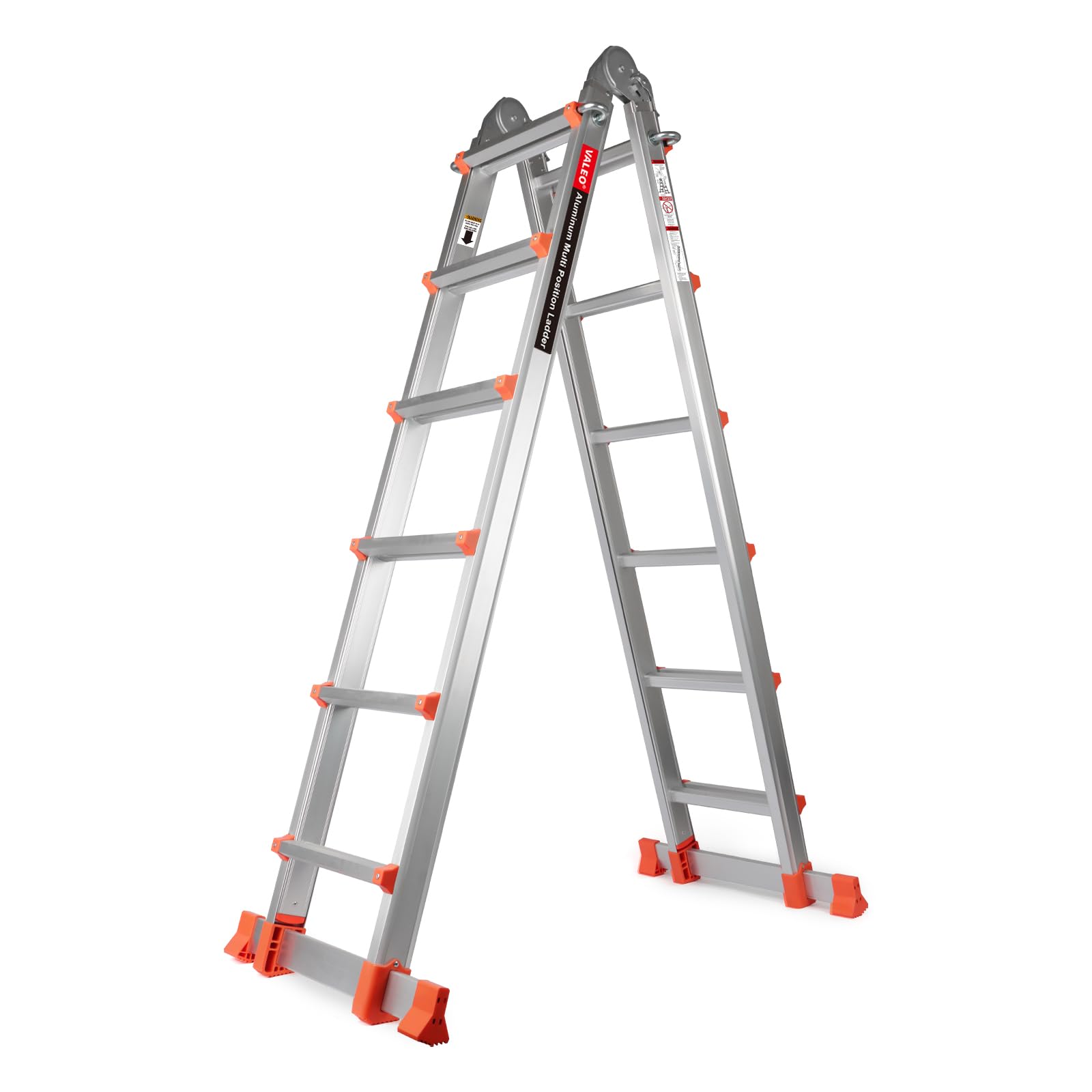 Valeo Ladder 22FT, Multi Position 6 Step Ladder Extension, Anti-Slip A Frame Folding Ladder with Removable Tool Tray, 330lbs Adjustable Telescopic Aluminum Ladders for Stairs Home Indoor Outdoor Roof