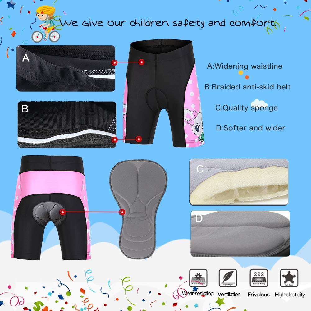 Unisex Enfant Garçon Fille Maillot de Cyclisme Set Manches Courtes Jersey avec 3D Rembourré Coussin