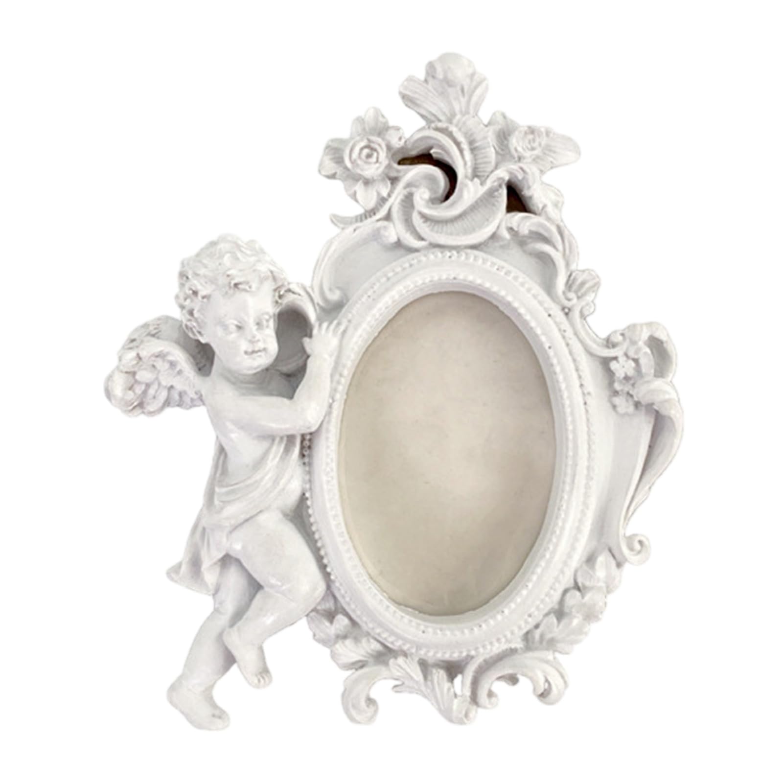 Tsophreniq Antique Picture Frame Victorian Resin Carving Photo Frame with Cherub Figurine Home Decors for Wall Mount and Tabletop Tabletop Photo