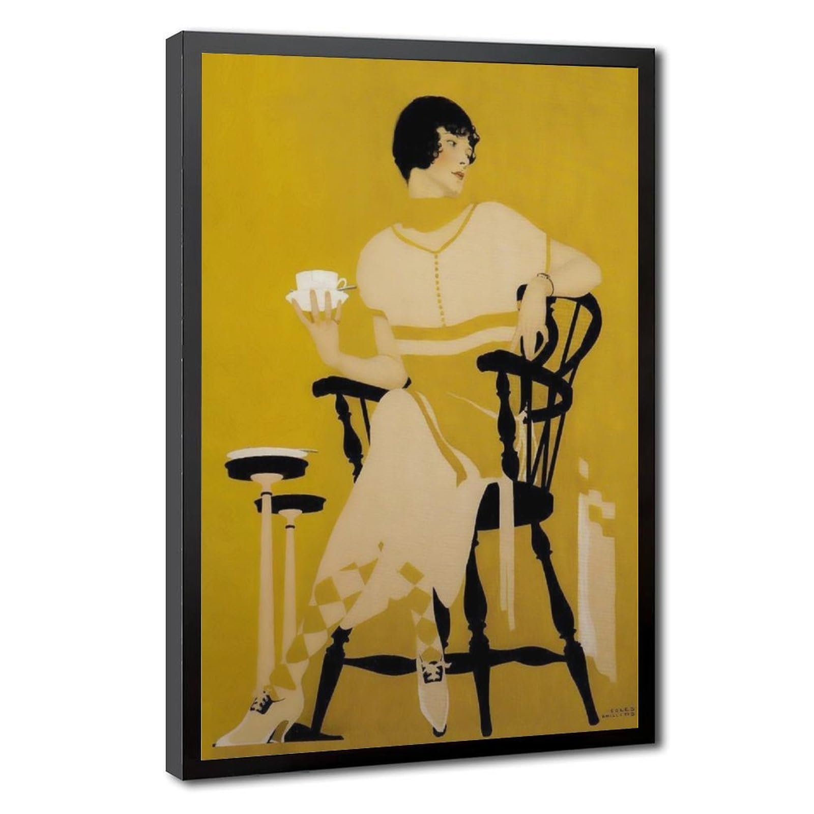 WCYB Coles Phillips Fadeaway Girl Print Vintage Americana Kitchen Prints Posters Canvas Deco Paintings Wall Art For Office Living Room Hangable Frame 16" L