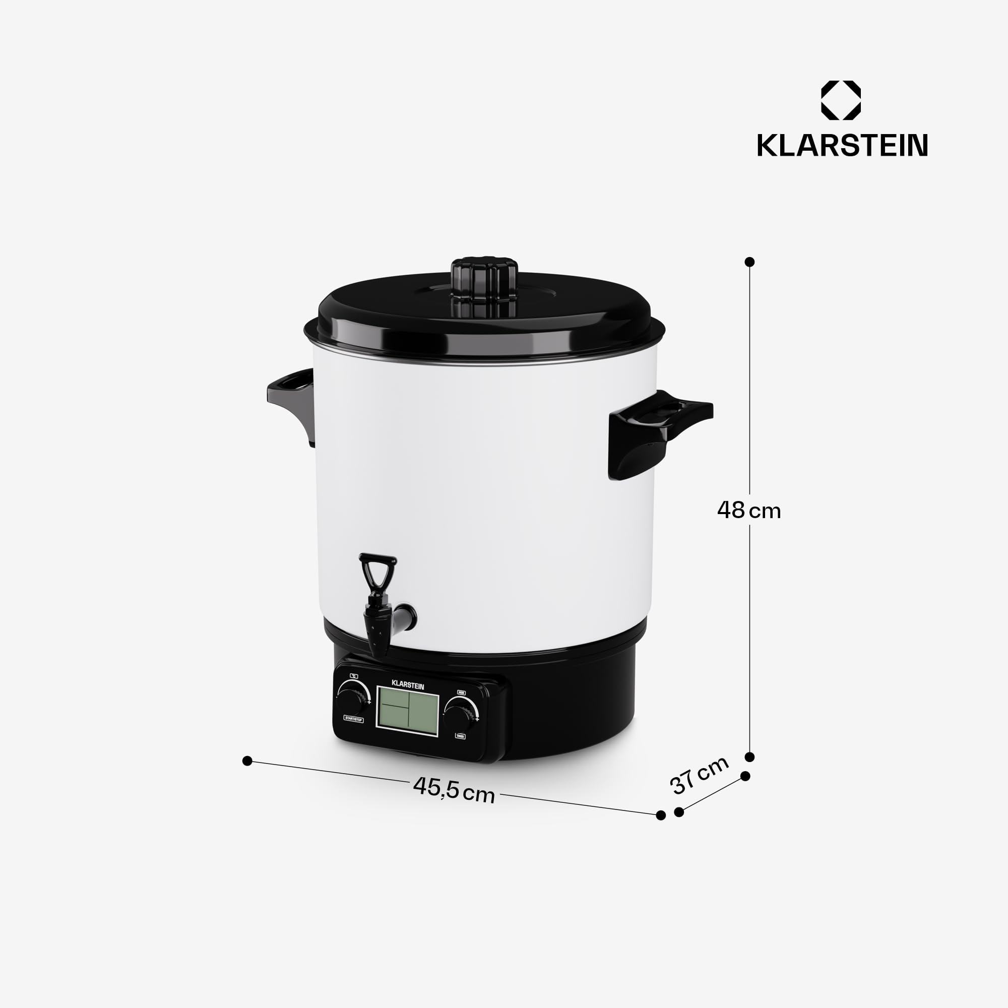 KLARSTEIN Bollitore Vin Brule, Distributore Bevande Calde, Dispenser Termico con Rubinetto 27 Litri, 1800W Acciaio Inossidabile, Thermos Bollitore Acqua Calda e tè, Pentola Bollitore Kit Vin Brulè