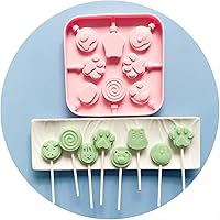 Vista 7 de Juego de moldes de silicona para piruletas con diseño de pata de gato y molde de chocolate hipopótamo con 50 palitos de chupón, bolsas de dulces