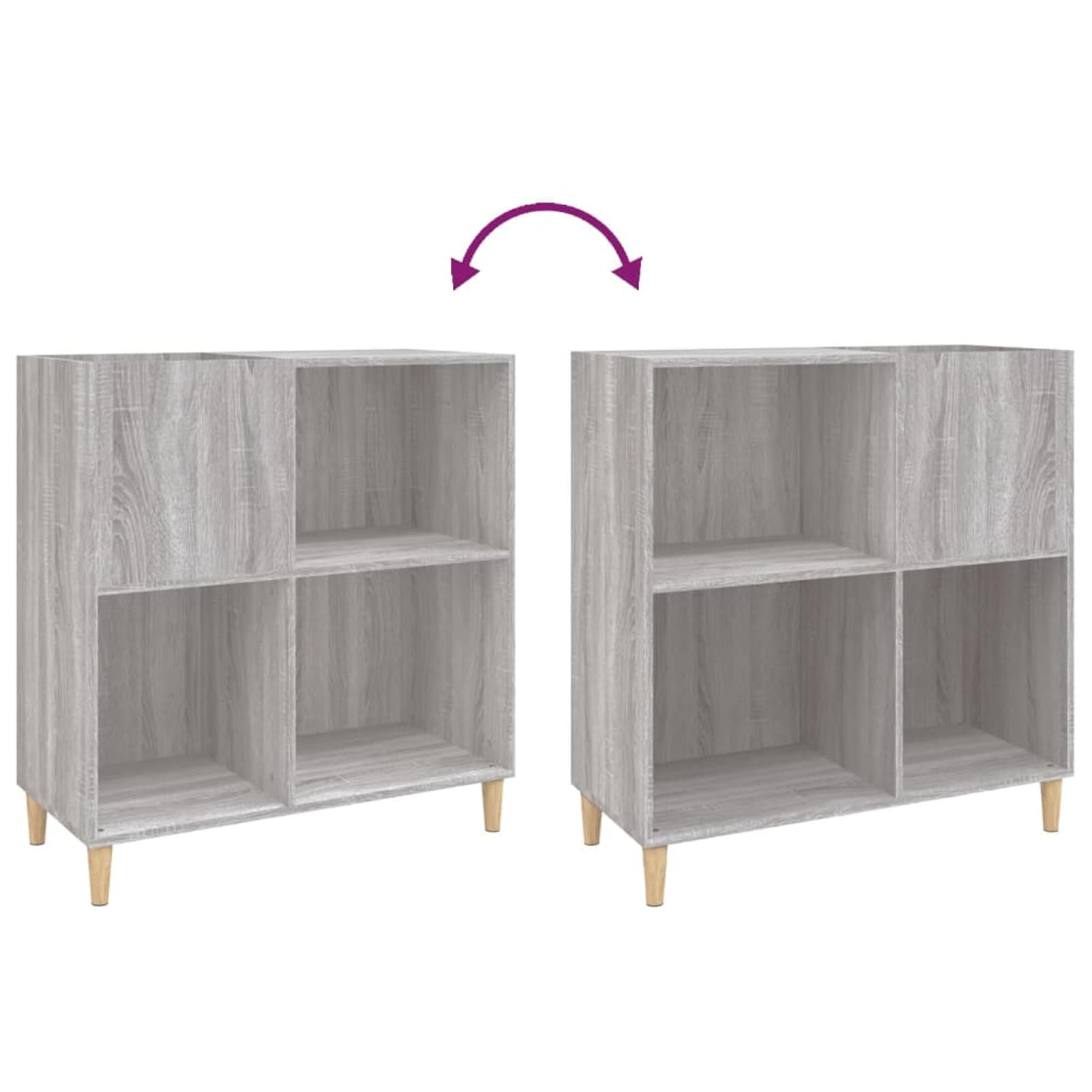 Gecheer Mobile Porta Dischi Grigio Sonoma 84,5x38x89 Legno Multistrato,Contenitore per Vinili,Armadietto Porta CD,Mobiletto Multiuso,Mobili Soggiorno,Libreria,Armadio di Stoccaggio,P831995