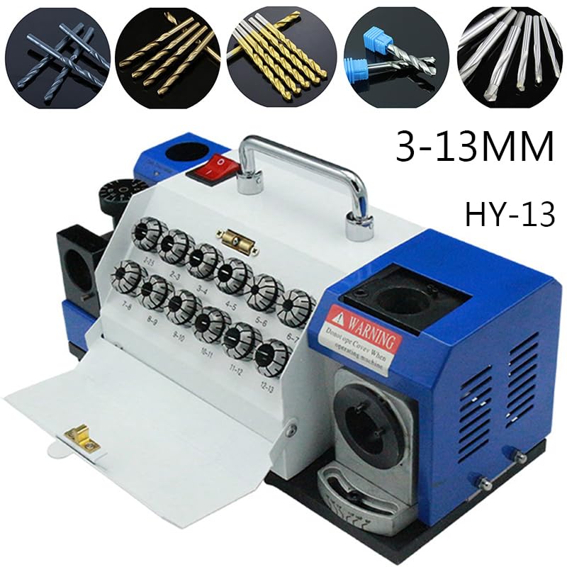 Electric Drill Bit Grinder Fully Automatic 180W High-Precision 3-13 MM Twist Drill Bit Sharpener Grinding Machine CBN,DIY Tools(HY-13 220V)