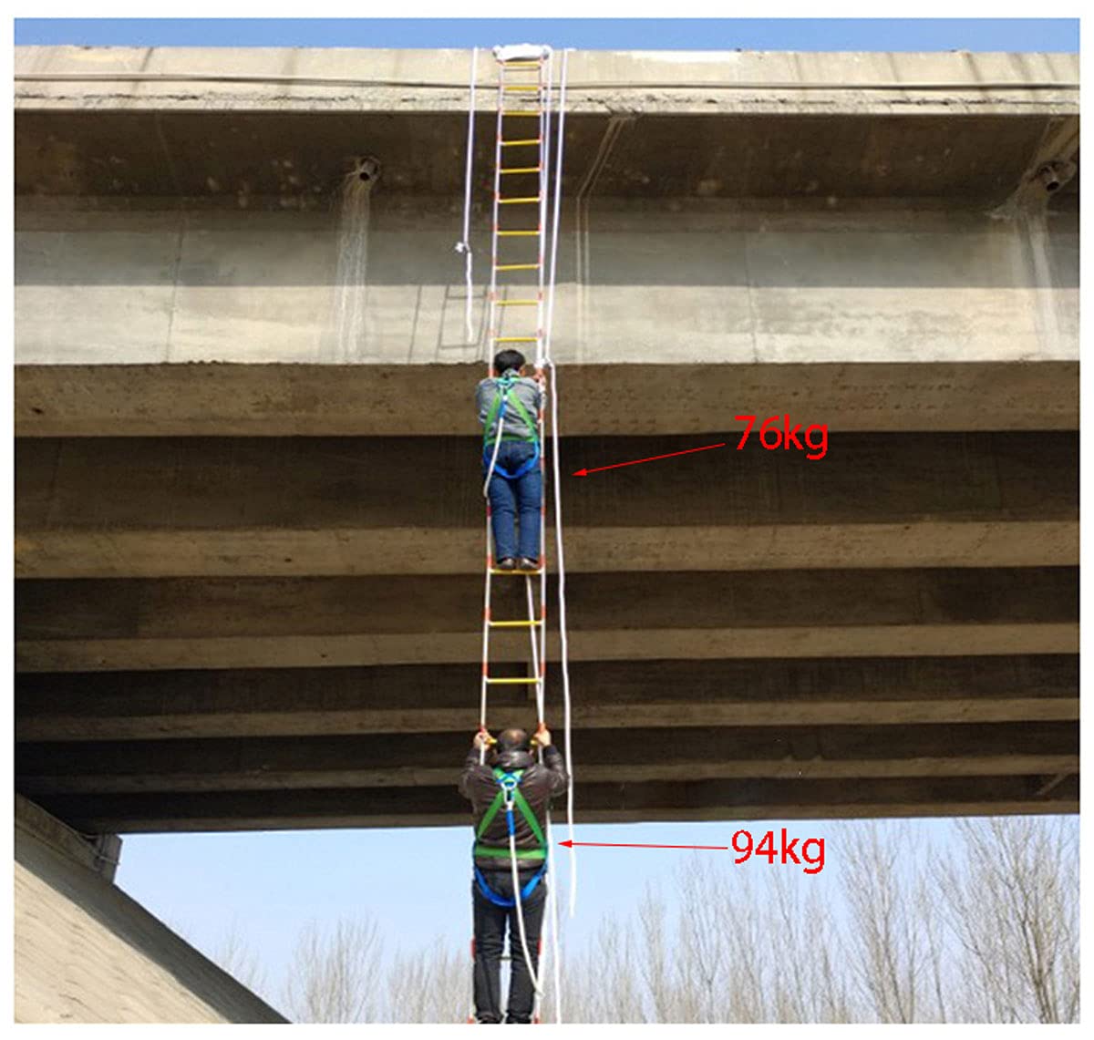 Generico Scala antincendio di Emergenza, Scala in Corda ignifuga da 4,88 m con Ganci, Scala di Sicurezza Multifunzionale a Rapida implementazione per Uso Interno/Esterno, Disponibile nelle Versioni d