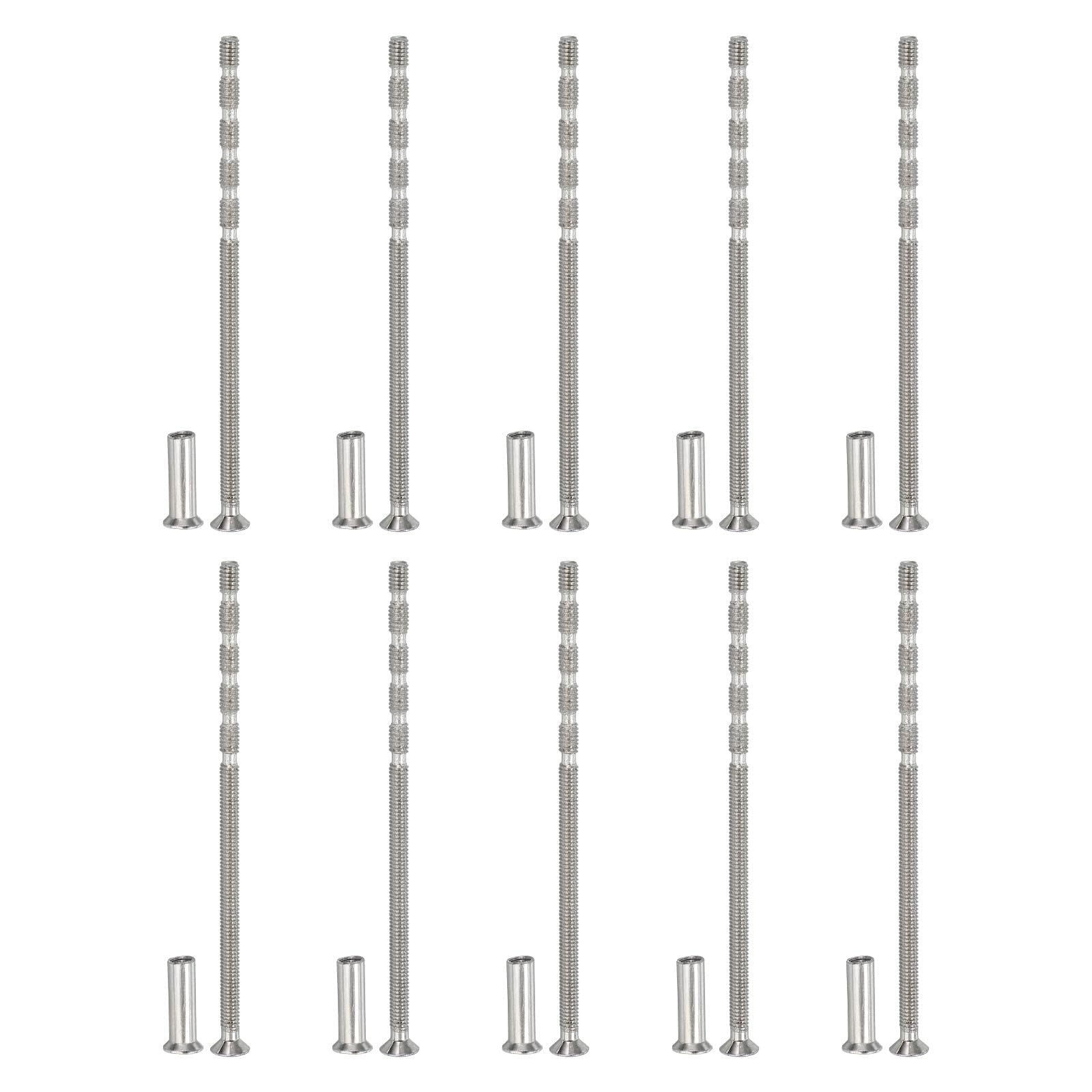 Unifizz M4 x 90 Door Handle Screws, 10 Pcs Breakaway Connecting Bolts with Sleeve Nuts, Phillips Countersunk Head Fixings for Cabinet Drawer Pulls and Internal Door Handle Repair Kit
