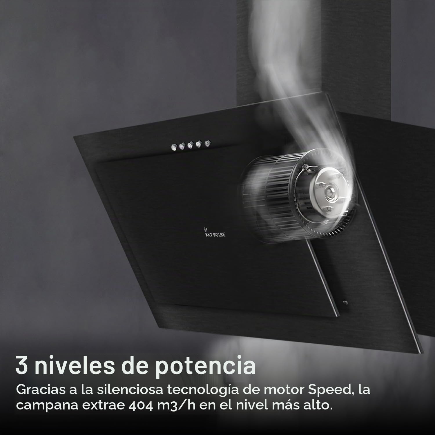 KKT KOLBE Campana extractora inclinada 60 cm A+++ recirculación y extracción aire negro acero LED 3 velocidades filtro carbón VTH6004S