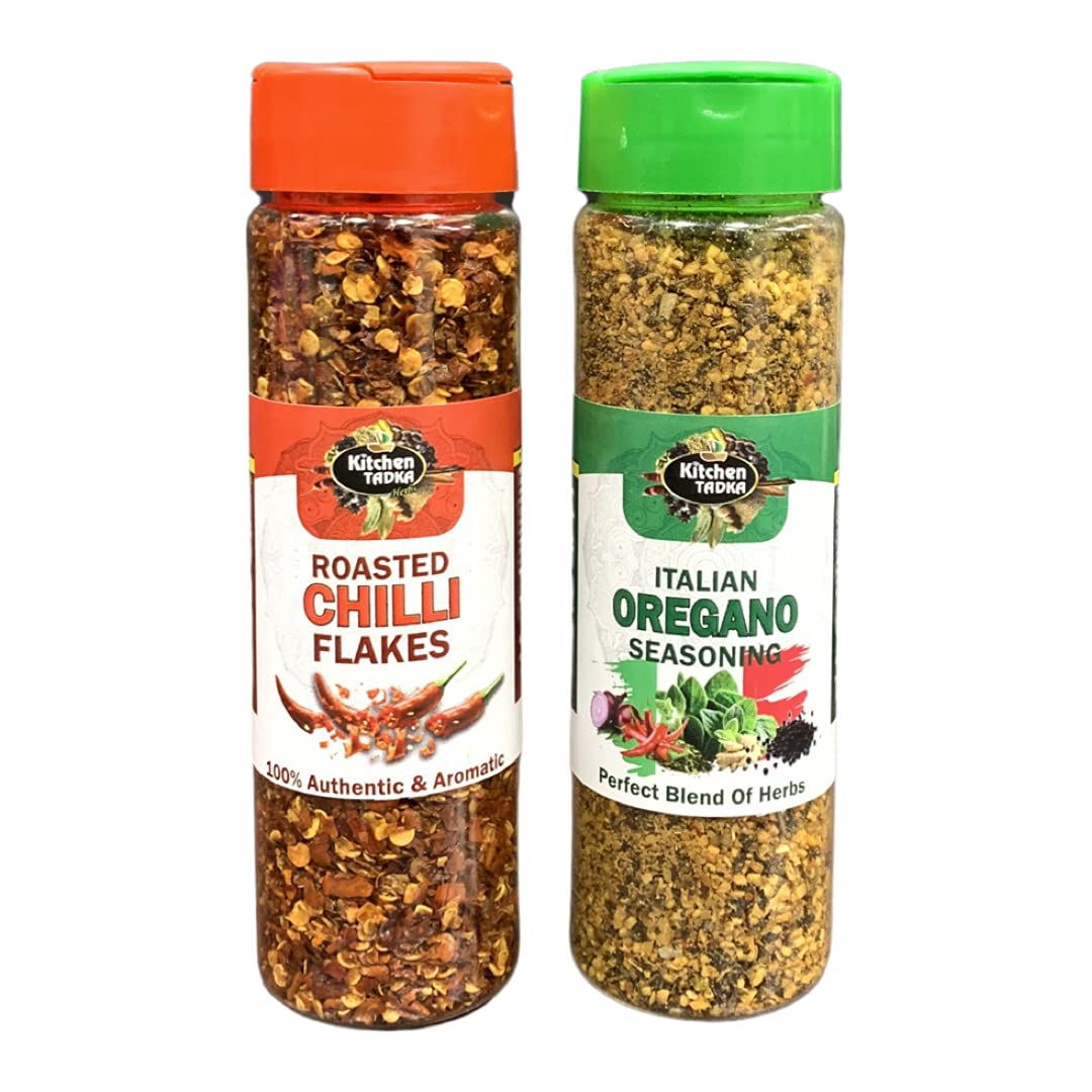 Kitchen Tadka|Italian Oregano & Roasted Chilli Flakes|Perfect Blend of Herbs|Best Seasoning for Pizza/Pasta/Italian Dishes|Roasted Chilli Flakes 60g|Oregano 100gm|Easy Store Pack|Pack of 2 (B09H58V2VY) Amazon Price History, Amazon Price Tracker