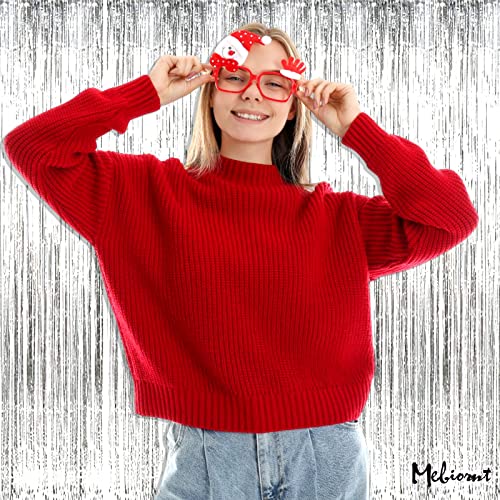 Image of 4 Pack Silver Fringe Curtain Backdrop, 3.2Ft x 9.8Ft Metallic Tinsel Foil Fringe Streamers Background for Photo Booth Birthday Wedding Baby Shower Carnival Easter Mother's Day Party Decorations