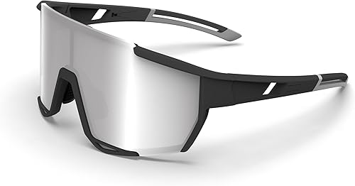 YUTEHO Polarized Cycling Sunglasses Baseball Glasses MTB Glasses with 1 or 5 Interchangeable Lenses for Outdoor Sports