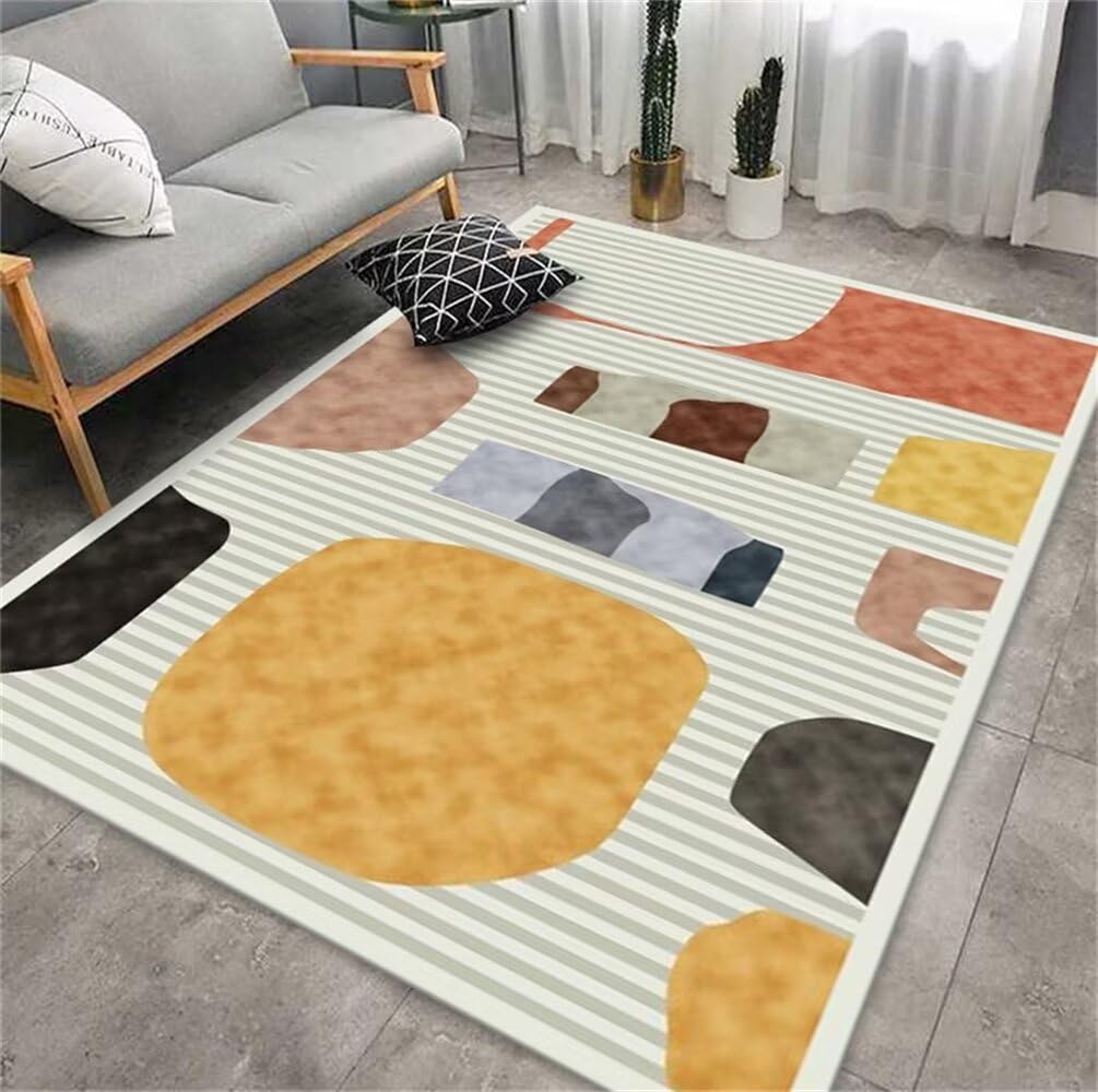 Tapis de sol salon durable 90x120 au design géométrique