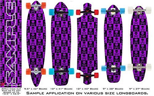 Skull Checkers Purple - Decal Style Vinyl Wrap Skin fits Longboard Skateboards up to 10