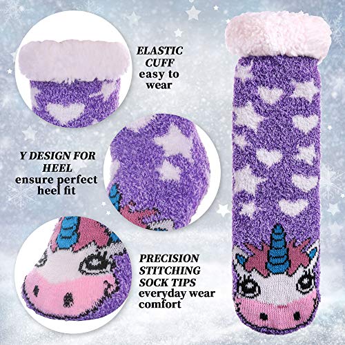 image for LANLEO Womens Cute Cartoon Animal Fuzzy Slipper Socks Winter Soft Warm