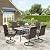 HERA'S HOUSE 7 Pieces Patio Dining Set, Rattan Outdoor Furniture Set for 6, 6 x Swivel Dining Chair, 1 x Large Surface Wood Like Dining Table, All Weather Resistant for Lawn Garden Backyard Deck